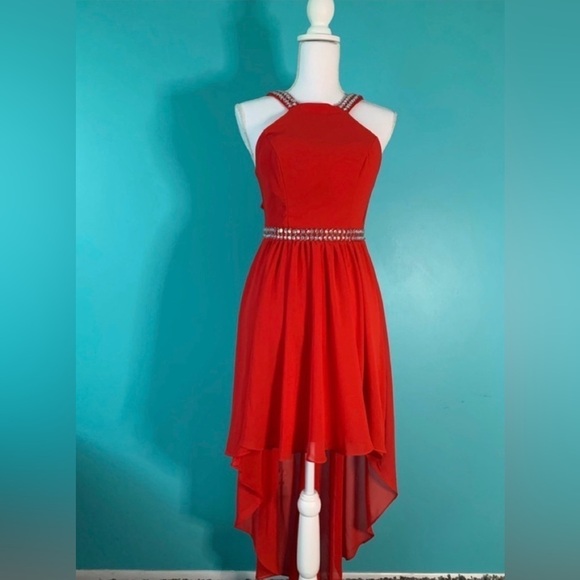 B Smart Formal Dress Hi Low Party Red Size 3 - Picture 1 of 2